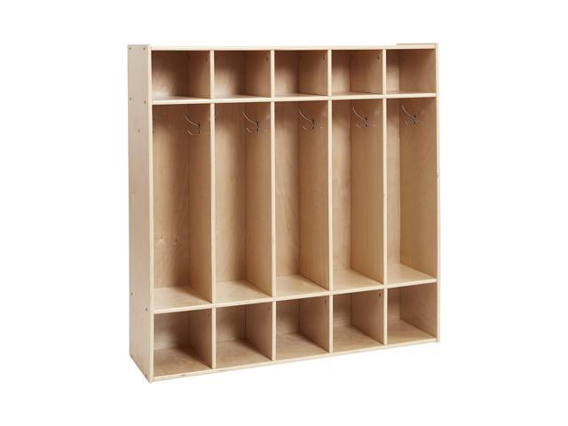 Birch Streamline 5-Section School Coat Locker with Cubbies, Backpack and Cubby Storage Organizer with Hooks, Kids Locker for Daycares, Classrooms...