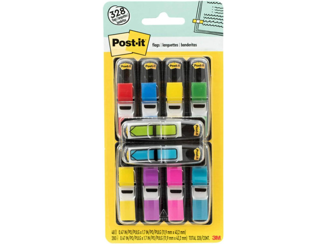 Flags Value Pack,35/Dispenser,8 Dispensers/Pack,.47 in Wide,Assorted Colors,Includes 48 Free Arrow Flags (683-VAD1),(Pack of 12)