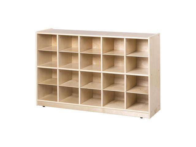 20-Compartment Mobile Cubby Storage Cabinet, 4x5, Toy Organizer, Natural