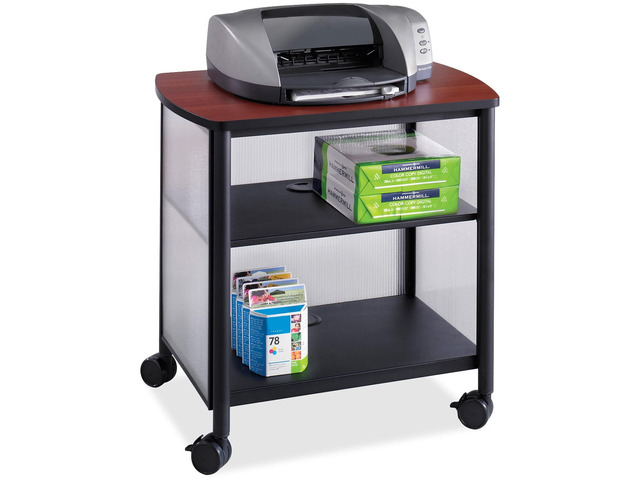 Impromptu Mobile Print Stand 1857BL, Cherry Top, Black Frame, 200 lbs. Capacity, Contemporary Design, Swivel Wheels
