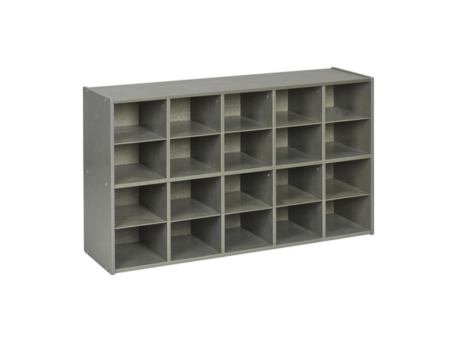 Streamline 20 Cubby Tray Storage Cabinet, 4x5, Classroom Furniture, Grey Wash