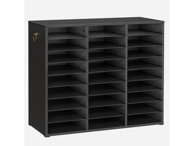 Literature Organizer, 27 Compartments Wooden Mail Organizer, Countertop Literature Sorter with Adjustable Shelves for Home, Office, School, Student...