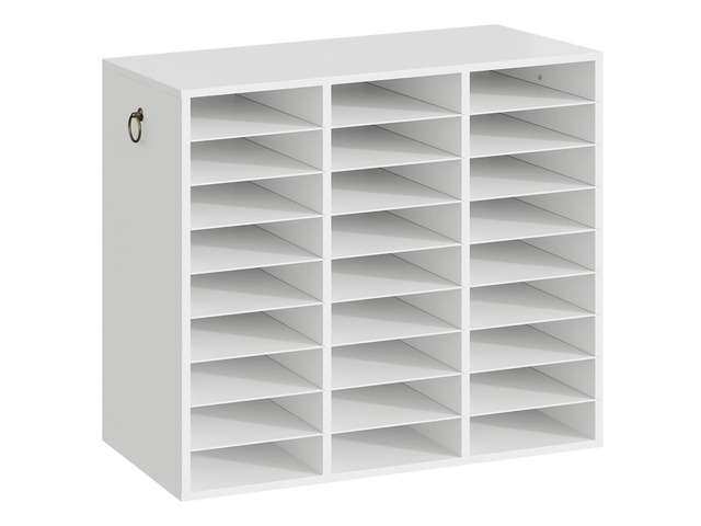 Literature Organizer, 27 Compartments Wooden Mail Organizer, Countertop Literature Sorter with Adjustable Shelves for Home, Office, School, Student...