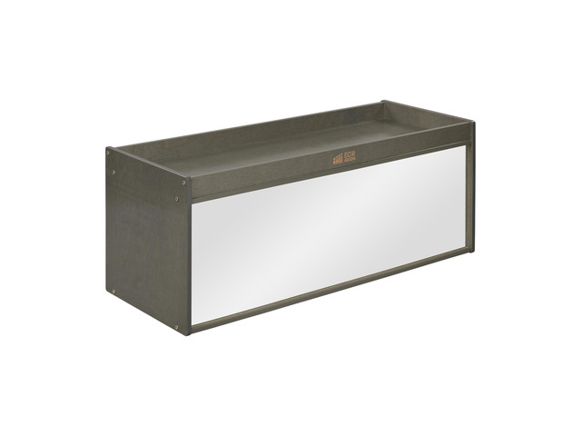 Double-Sided Storage Cabinet with Activity Top and Mirror, Classroom Furniture, Grey Wash