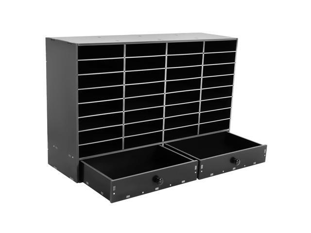 32 Compartments Literature Organizer with 2 Drawers Adjustable Shelves Mail Sorter Organizer Desktop Literature Sorter Home & Office Classroom...