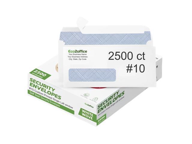 2500#10 Custom Printed Single Left Window Self Seal Security Envelopes Letter Size, Text and Logo Customization, Self Sealing Closure, Security.