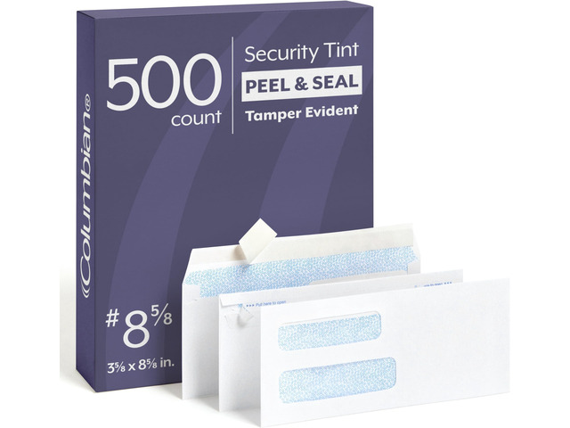 #8-5/8 Security Envelopes, Double Window Self Seal Envelopes for QuickBooks Checks and Business Mailings, Tamper Evident, 3-5/8' x 8-5/8', Durable...