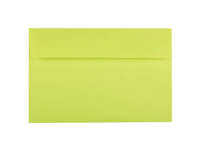 A9 Colored Invitation Envelopes with Peel & Seal Closure - 5 3/4 x 8 3/4 - Ultra Lime Green - Bulk 1000/Carton