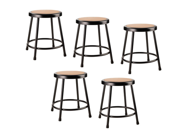 6218-10-CN 18' Heavy Duty Steel Stool, Black, Pack of 5