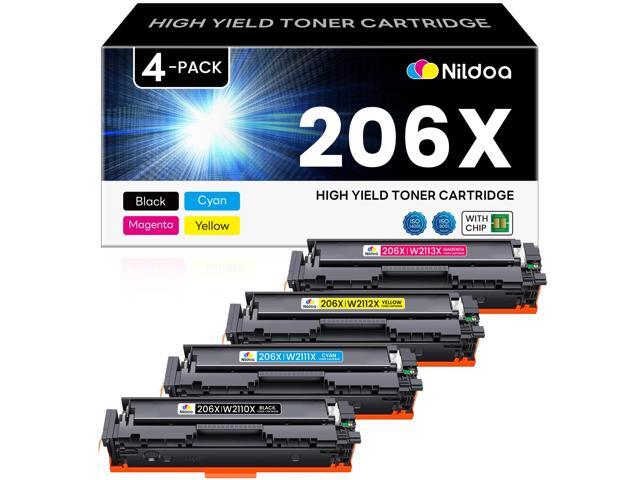 206X Toner Cartridges 4 Pack with Chip Compatible 206X W2110X W2111X W2112X W2113X Replacement for HP 206X Black Cyan Yellow Magenta Color Pro...