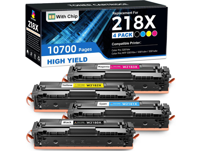218X Toner Cartridges 4 Pack Compatible for HP 218X Toner Cartridges 4 Pack 218A Toner for HP Color LaserJet pro MFP 3301fdw Toner 3201dw 3301cdw...