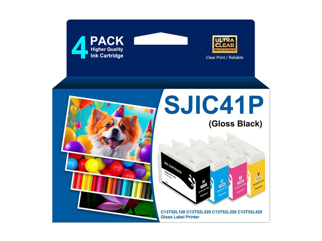 Remanufactured SJIC41P Ink Cartridge (Gloss) with New Chip C13T52L120 C13T52L220 C13T52L320 C13T52L420 Compatible with ColorWorks CW-C4000 Color...