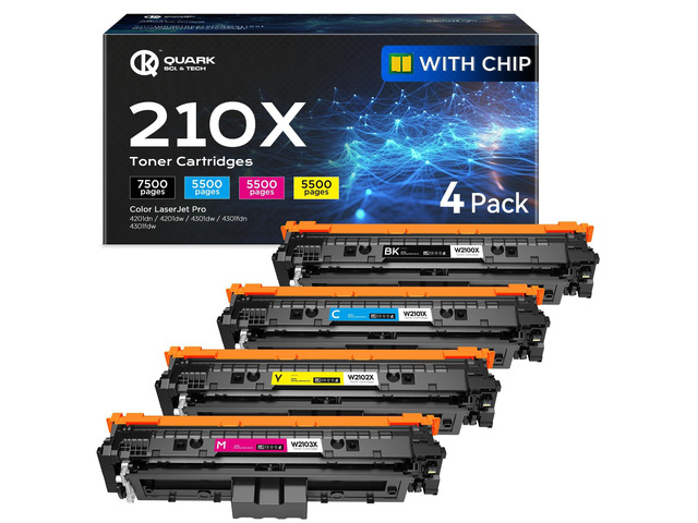 210X Toner Cartridges 4 Pack (with Chip) Compatible with HP 210X 210A Replacement for HP 210X 210A W2101X W2102X W2103X Color LaserJet Pro MFP...