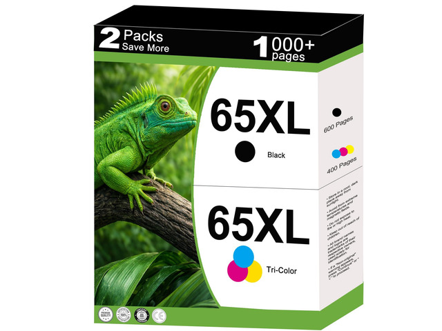 65XL Ink Cartridge Combo Pack Compatible for HP 65 HP65 XL Fit for Officejet Envy 5055 DeskJet 3755 3700 3772 2600 3752 Envy 5000 5052 5070 AMP 100...