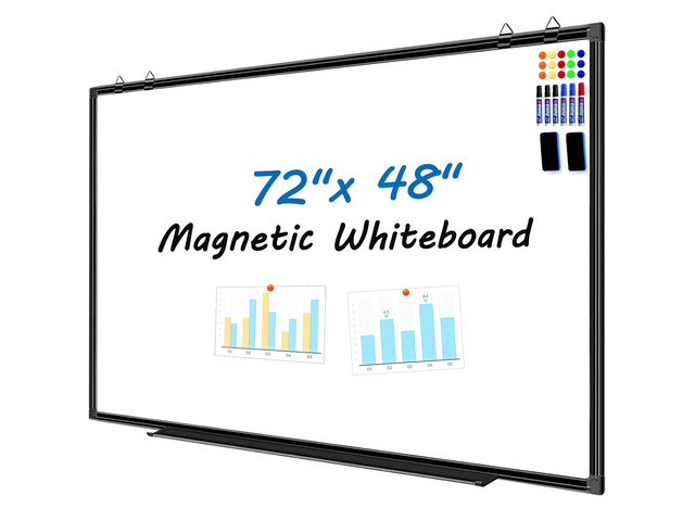 6'x4' Large Magnetic White Board Dry Erase Whiteboard with Black Aluminum Frame, 72'X48' Magnet Presentation Wall Boards for Office, Classroom,...