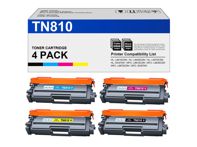 TN810 TN810XL Toner Cartridge 4 Pack Replacement for Brother TN810 TN810XL TN-810 TN-810XL Toner Compatible for Brother MFC-L9610CDN HL-L9410CDN...