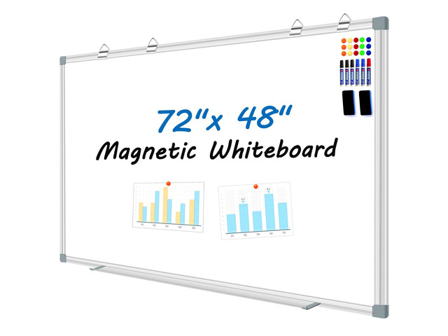 6'x4' Large Magnetic White Board Dry Erase Whiteboard with Aluminum Frame, 72'X48' Hanging White Boards for Wall with Long Pen Tray, Presentation...