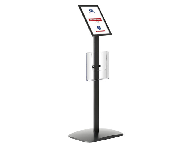 Decorative Sign Holder, Pedestal Sign Holder with 8.5x11 Inch Brochure Holder, Floor Standing, Aluminum, Front Loading, Easy Open, Poster,...