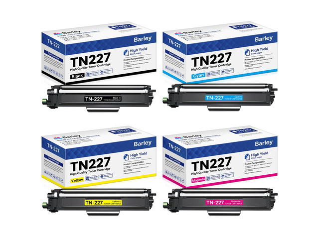 TN227 TN-227BK/C/M/Y High Yield Toner Cartridge 4 Pack Compatible TN227BK TN227C TN227M TN227Y Replacement for Brother TN227 TN-227 MFC-L3770CDW...