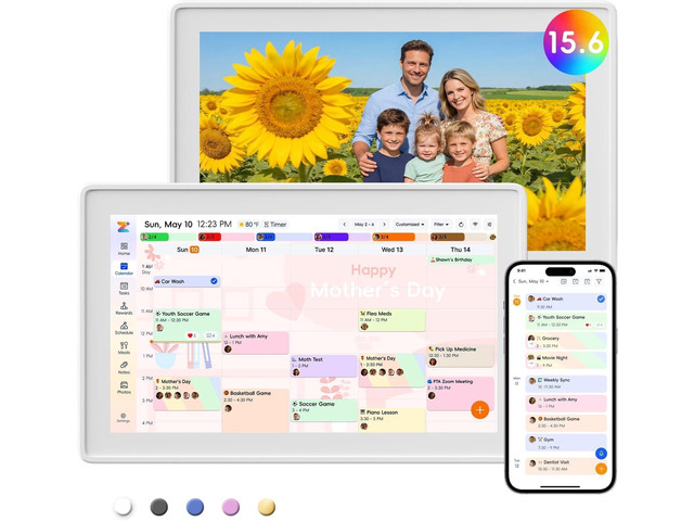 15.6' Digital Calendar, No Subscription Smart Family Planner, Interactive Touchscreen Electronic Wall Calendar, Photo Display, Meals, Chore Chart &...