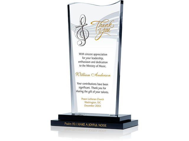 Personalized Crystal Church Musician Retirement Appreciation Gift Plaque Customized with Church and Musician's Name, Unique Farewell Gift for Music...