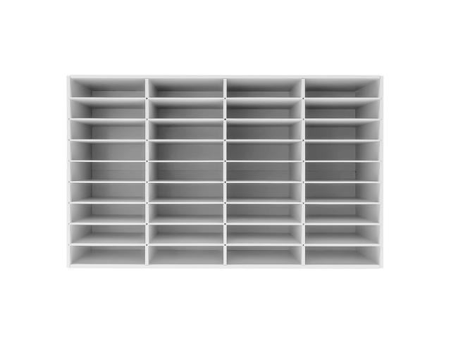 36 Compartment Literature Organizer, Mailboxes Slot with Removable Shelves, Adjustable Desktop File Sorters PVC Paper Storage Cabinet for Office.