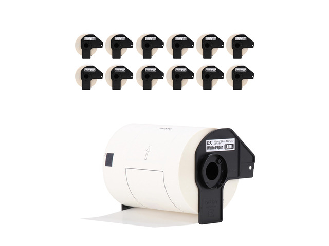 Genuine DK-124712PK Die-Cut Large Shipping Labels, 4.07 in x 6.4 in (103 mm x 164 mm), White Paper Labels, 180 per Roll, 12 Rolls per Box, for use...