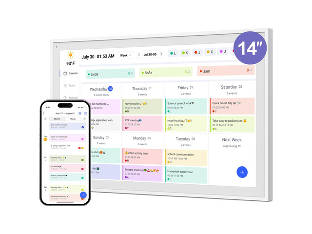 Digital Calendar, Smart WiFi Electronic Calendar & Chore Chart, IPS Touch Screen HD Display for Family Schedules, Share Moments Instantly from...