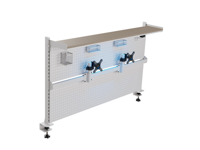 Desk Pegboard with Dual Monitor Stands, LED Metal Pegboard for Gaming Desk, Privacy Panel with 4 Accessories Modular Hanging, Computer Accessories...