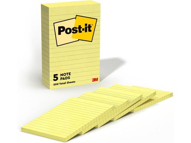 Notes,4 in x 6 in,5 Lined Sticky Notes Pads,100 Sheets per Pad,Canary Yellow,The Original Note,School Supplies and Oce Products,(Pack of 12)