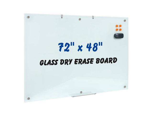 Large Glass Dry Erase Board, 72 x 48 Inches Magnetic Whiteboard Magnetic glass whiteboard, smooth erasable surface. Great wall-mounted 6' x 4'...