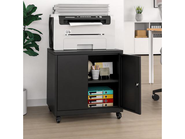 3D Printer Stand Table with Lock Storage for Home Office Black Folding panels for easier installation,large storage with lock,lockable wheels