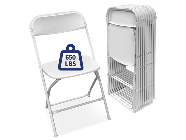 White Folding Chairs 10-Pack,Portable Events Chairs, Plastic Folding Chair, Stylish 650 lb Capacity for Party, School and Church