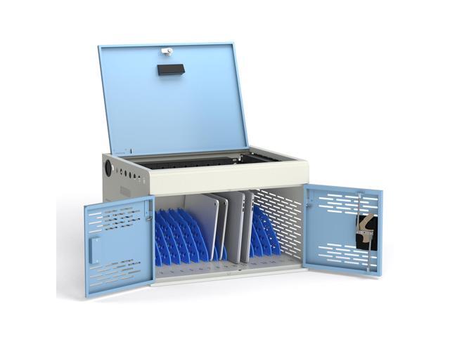 16-Unit Charging Cabinet for Laptops & Tablets Locking Laptop Storage Box with Cable Management, and Ground Protection for Classroom, Library,.