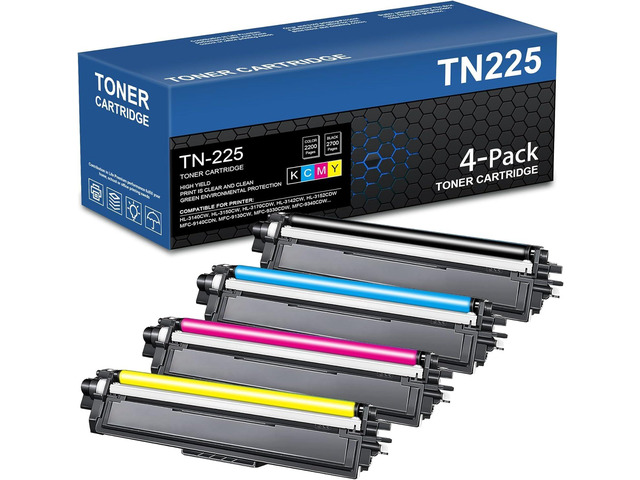 TN221 / TN225 Toner Cartridges 4 Pack Replacement for Brother TN-221 TN-225 TN225 Black High Yield Toner Cartridge HL-3170CDW MFC-9130CW...