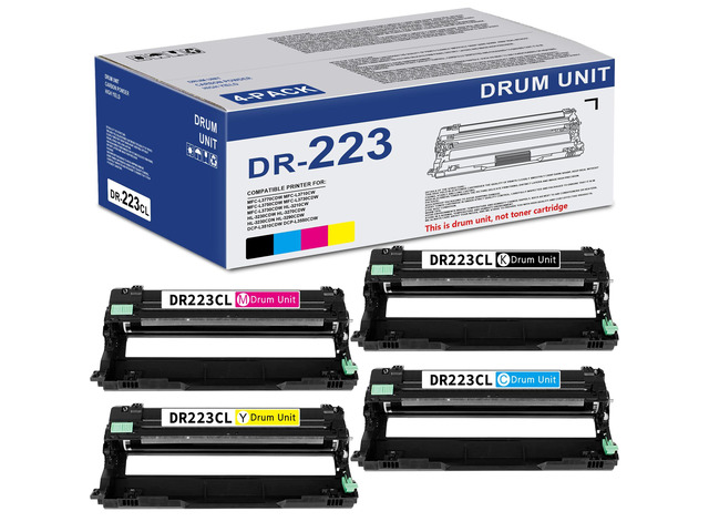 DR223CL Drum Unit Set 4-Pack (Black, Cyan, Magenta, Yellow) Replacement for Brother DR-223CL Drum Unit MFC-L3770CDW MFC-L3710CW HL-3210CW...