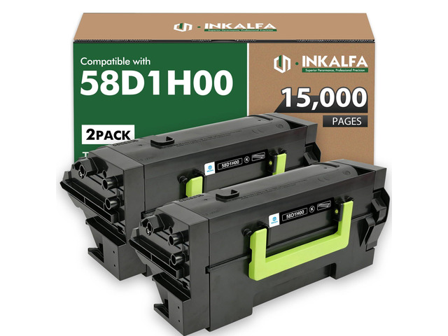 58D1H00 Black Toner Cartridge 58D1000 High Yield MS823 MS821 2 Pack Remanufactured Compatible for Lexmark MS821dn MS823dn MS725 MS822 MS825 MS826...