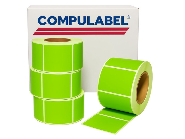 Direct Thermal Labels, 4'x6', 1000 Labels Per Roll, Pack of 4, PMS802 Green, Fluorescent, 3' Core (520306)