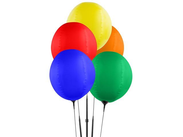 Reusable Balloon Cluster Kit with Ground Spike and Pole, Car Dealership Advertising Balloons, 5 Multi-Color Balloons