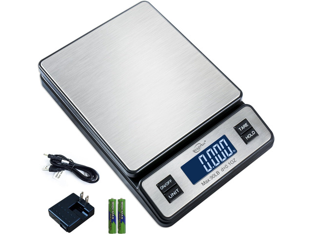 W-2809 90 LB X 0.1 OZ Durable Stainless Steel Digital Postal Scale,Shipping Scale with AC Adapter, (Pack of 10)