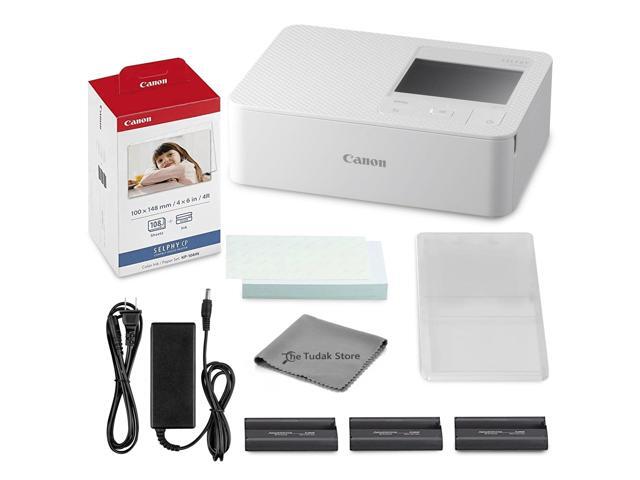 Selphy CP1500 Photo Printer Bundle (White) with KP-108 Paper (108 Sheets) 3 Color Ink Cartridges & Tudak Cleaning Cloth Wireless Compact Dye-Sub...