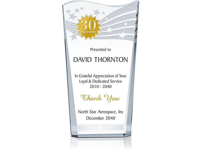 Personalized Crystal Wave Long Service Recognition Award Plaque Custom Engraved Employee Anniversary Trophy for 5, 10, 15, 20, 30 Years of Service...