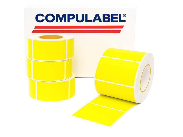 Direct Thermal Labels, 4'x6', 1000 Labels Per Roll, Pack of 4, PMS803 Yellow, Fluorescent, 3' Core (520317)