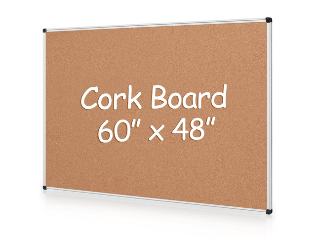 Extra Large Cork Bulletin Board 60' X 48', Silver Aluminum Framed 5'x4' Corkboard for Wall, Wall Mounted Notice Pin Board with 18 Push Pins for...