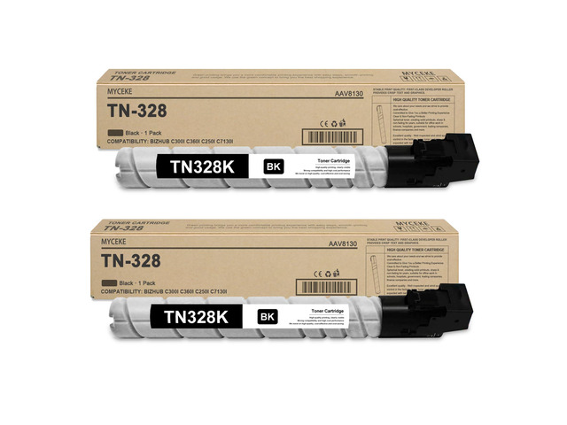 2 Pack TN328K Black Toner Cartridge: TN328 TN-328 TN-328K AAV8130 High Yield Replacement for Konica Minolta Bizhub C300i C360i C250i C7130i Printer...
