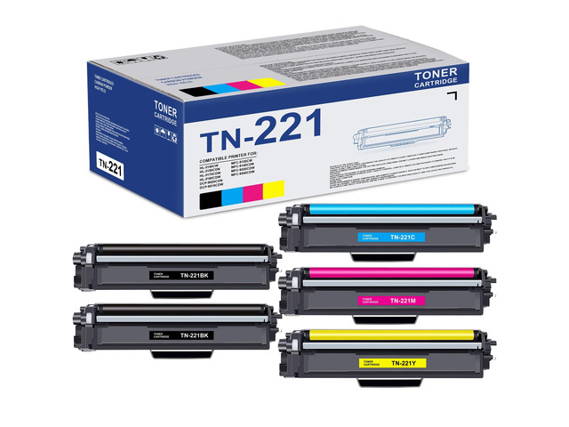 5-Pack TN221 TN 221 Toner Cartridges Color Set Replacement for Brother MFC-9130CW MFC-9340cdw MFC-9330CDW HL-3140CW Printer (2Black,...