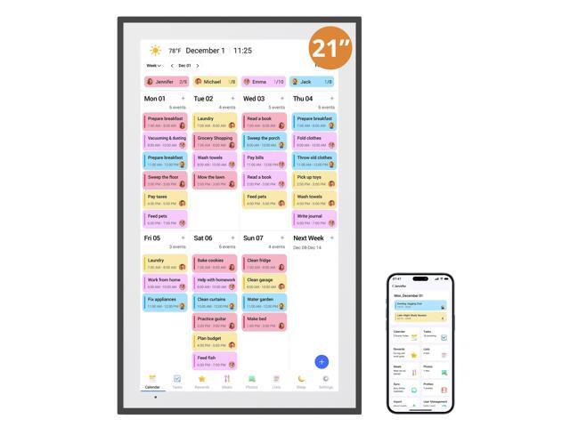 Digital Calendar 21.5 Inch Touch Screen, Electronic Wall Calendar Chore Chart for Family Monthly/Weekly Planner, Interactive Display for Home.