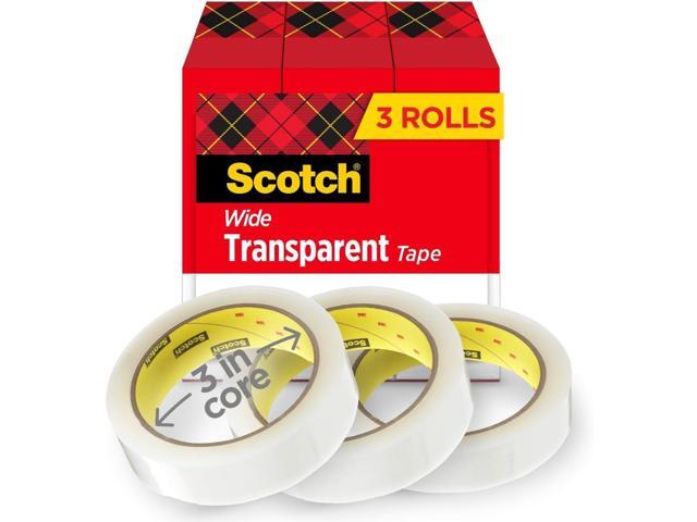 Transparent Tape, Clear Tape Engineered for Office and Home Use, 3 Inche Core, 1 in x 2592 in, 3 Rolls (Pack of 12)