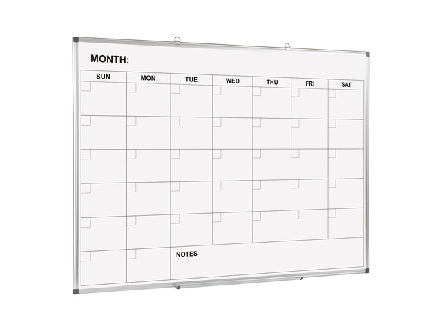 Magnetic Monthly Calendar Whiteboard, 48 x 36 Inches Wall Planner Magnetic dry erase monthly calendar, wall mounted, Aluminum Frame, great for...