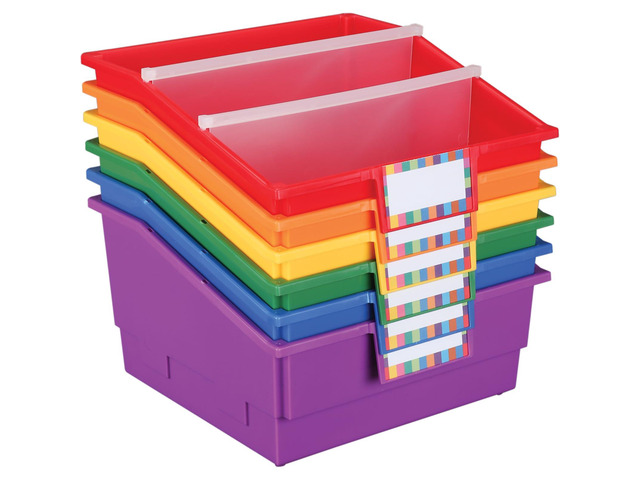 Picture Book Bins with Dividers - 6 Bins - 8?' W x 13?' D x 7?' H - Classroom Decor - Library Organization